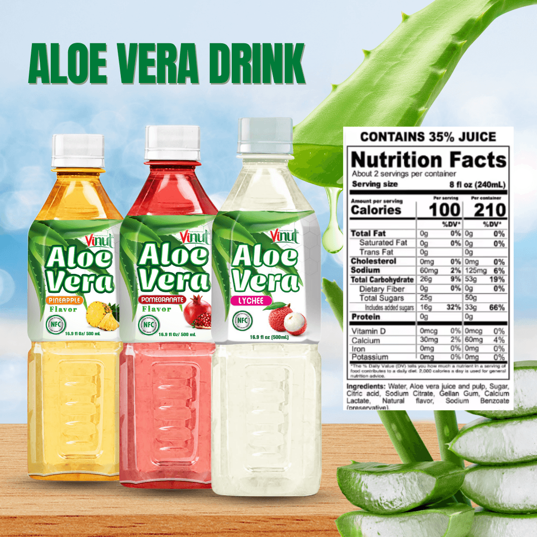 16.9 fl oz Vinut Bottle Aloe Vera Drink with Lychee Juice view 3