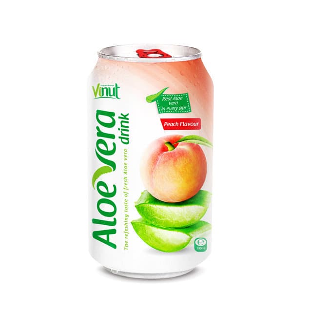Vinut Aloe Vera Drink, Peach Flavour, Real Aloe Vera In Every Sip!, Can, (330 mL)