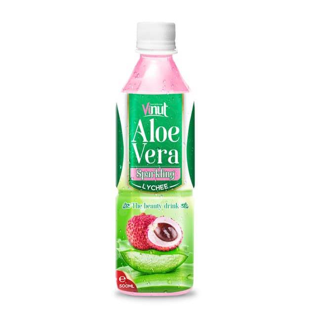 Vinut Aloe Vera Sparkling Drink, Lychee Flavor, The Beauty Drink, PET Bottle, (500 mL)