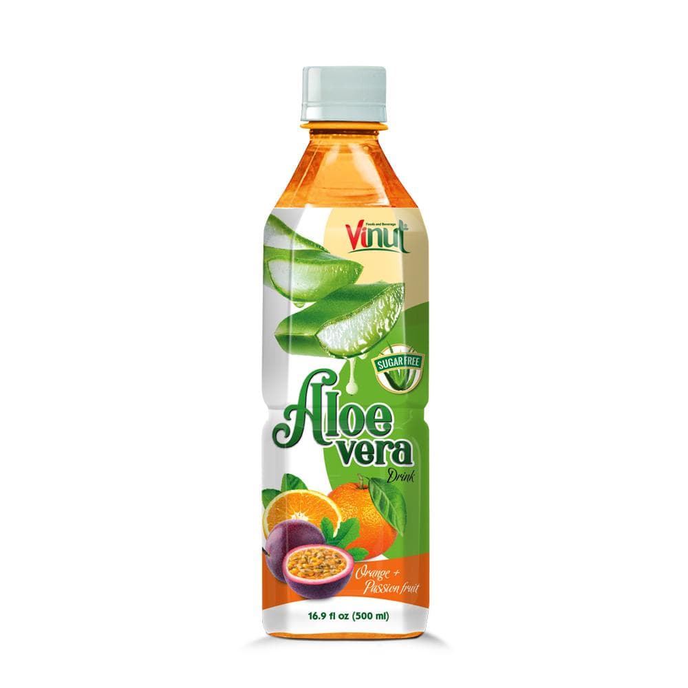 Vinut Aloe Vera Drink, Orange Passion Fruit Flavor, Sugarfree, PET Bottle, 16.9 fl oz (500 mL)