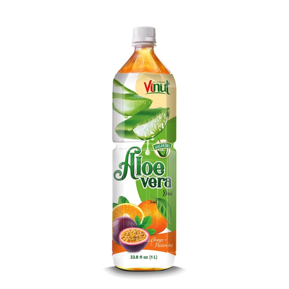 Vinut Aloe Vera Drink, Orange Passion Fruit Flavor, Sugarfree, PET Bottle, 33.8 fl oz (1 L)
