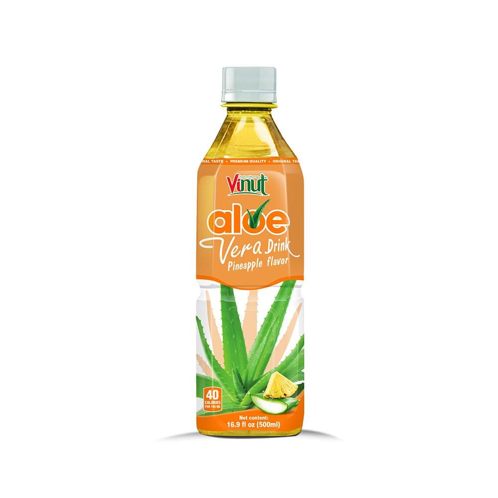 Vinut Aloe Vera Drink, Pineapple Flavor, Original Taste, Premium Quality, 40 Calories Per 120 Ml, PET Bottle, 16.9 fl oz (500 mL)