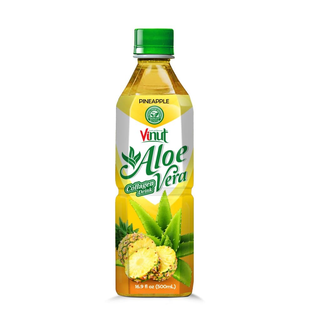 Vinut Aloe Vera Collagen Drink, Pineapple Flavor, Premium Quality, PET Bottle, 16.9 fl oz (500mL)