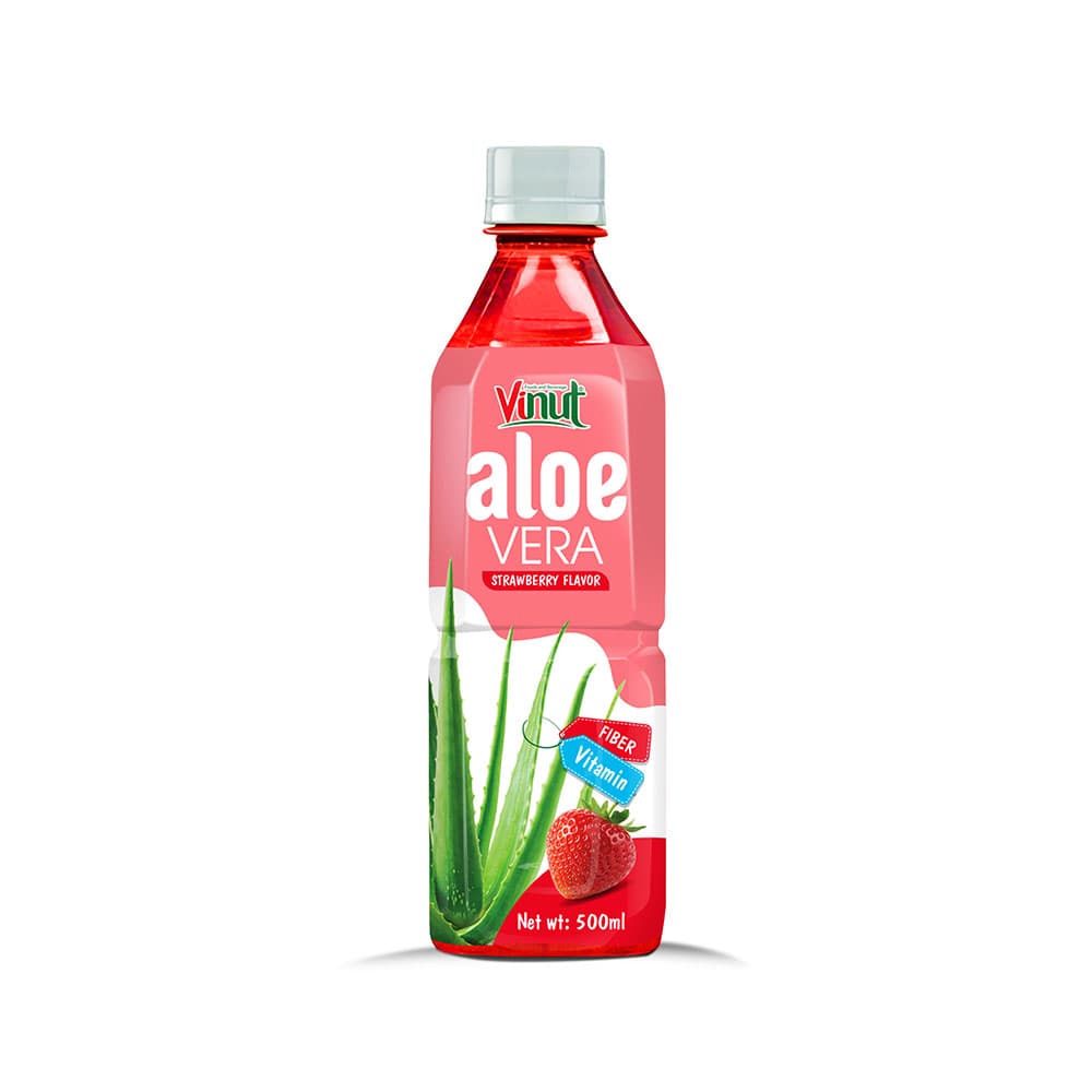Vinut Aloe Vera Drink, Strawberry Flavor, Enrich Vitamin Fiber, PET Bottle, (500 mL)