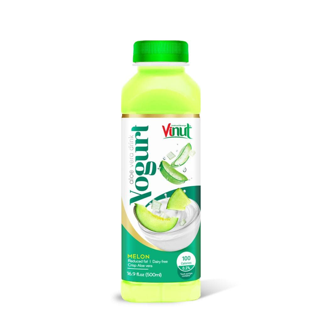 Vinut Melon Yogurt Aloe Vera Drink, Reduced Fat, Dairy Free, Crisp Aloe Vera, 100 Calories, PP Bottle, 16.9 fl oz (500 mL)