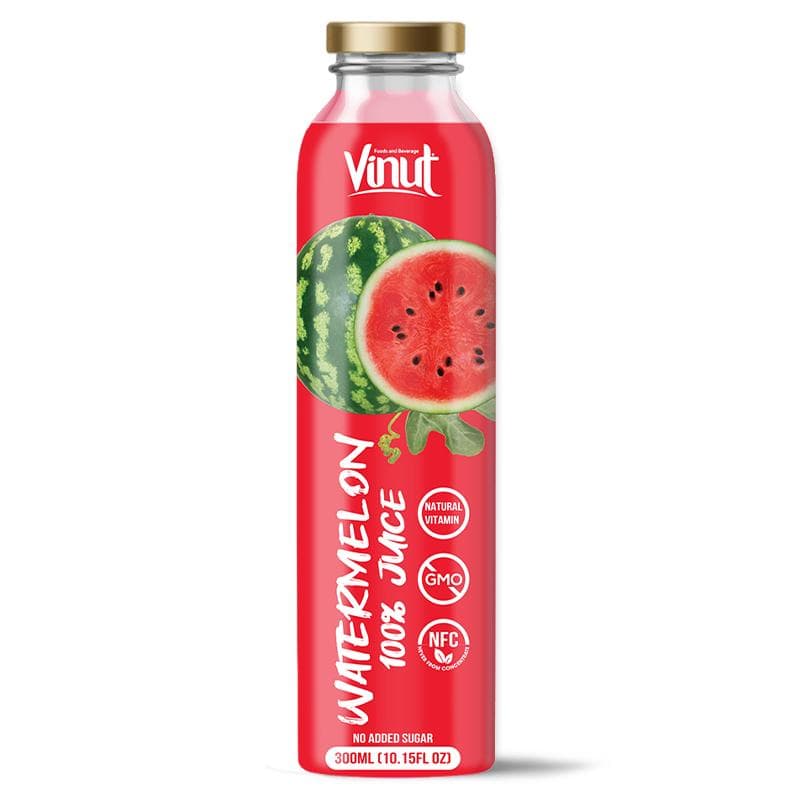 Vinut 100% Watermelon Juice, No Added Sugar, Natural Vitamin, Non GMO, NFC Not From Concentrate, Glass Bottle, 10.15 fl oz (300 mL)